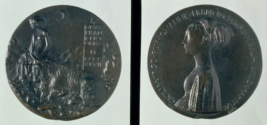 Portrait Medal, Obverse Depicting Cecilia Gonzaga, Reverse Depicting a Female Figure and Unicorn, 1447